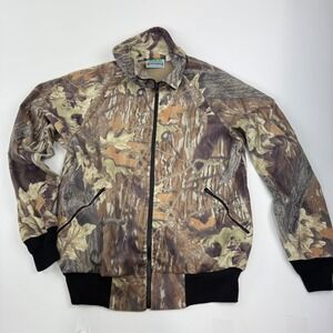 WORLD FAMOUS SPORTS Camouflage Zip Up Jacket Men's Large Black Trim